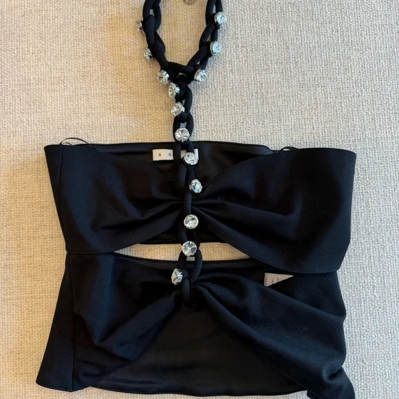Area Black Strapless Top with Crystal Accents - Picture 2 of 10